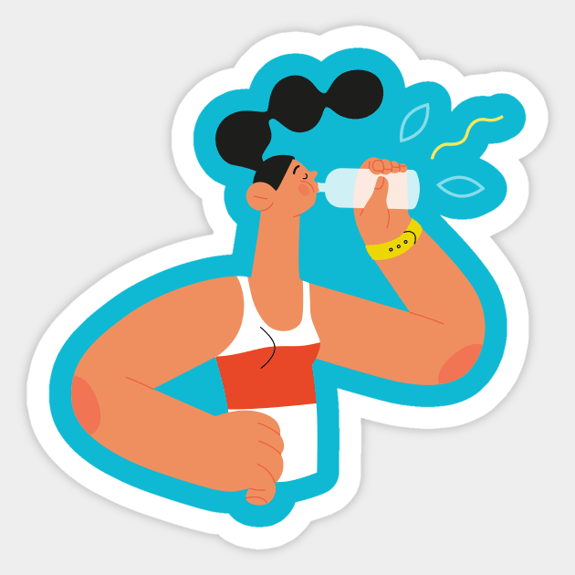 Sport Girl Drinking Sticker by JunkyDotCom